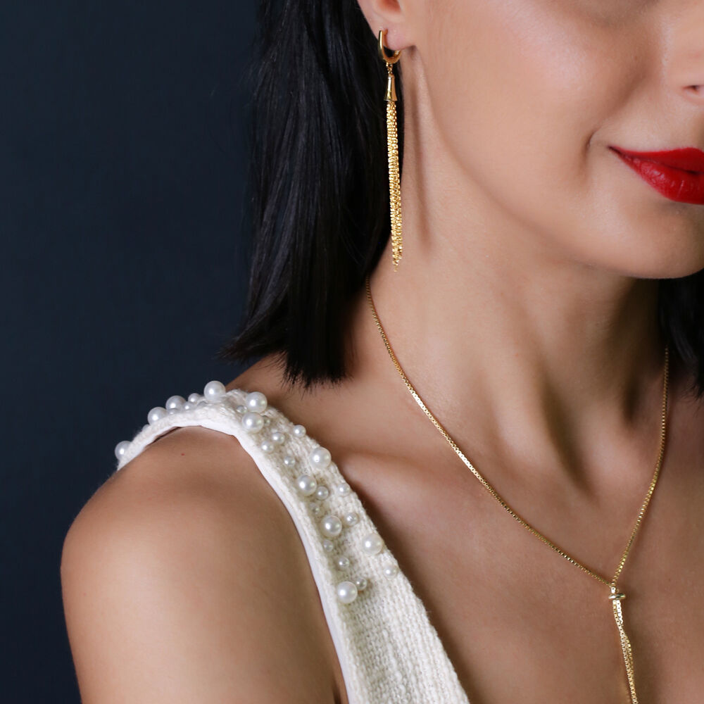 New Trend Single Long Dangle Earrings Chain Turkish Wholesale 925 Sterling Silver Jewelry