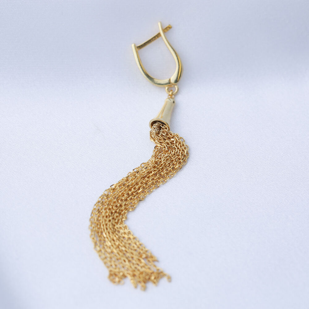 New Trend Single Long Dangle Earrings Chain Turkish Wholesale 925 Sterling Silver Jewelry