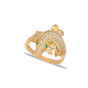 Crocodile Design Cz Stone Elegant Cluster Ring Women Handmade 925 Sterling Silver Jewelry
