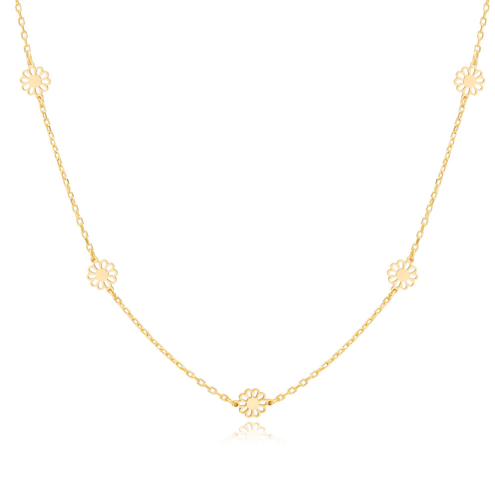 Cute Plain Flower Design Charm Pendant 925 Sterling Silver Jewellery Turkish Necklace