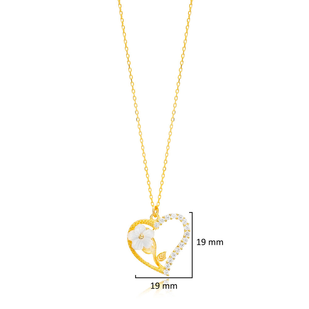 Heart Design Flower Summer Charm Pendant Handcrafted Wholesale Jewelry Sterling Silver Necklace