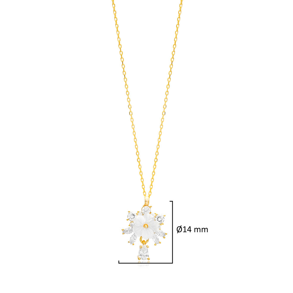 Clear CZ Stone Flower Charm Pendant 925 Sterling Silver Jewelry Handmade Wholesale Turkish Necklace