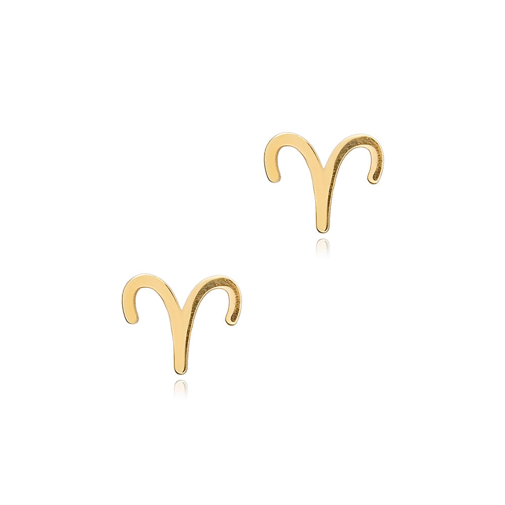 Aries Zodiac Stud Earrings Tiny 925 Silver Wholesale Jewelry