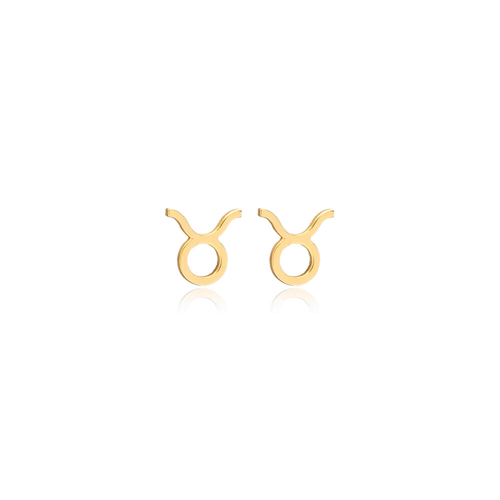 Taurus Zodiac Stud Earrings 925 Sterling Silver Jewelry