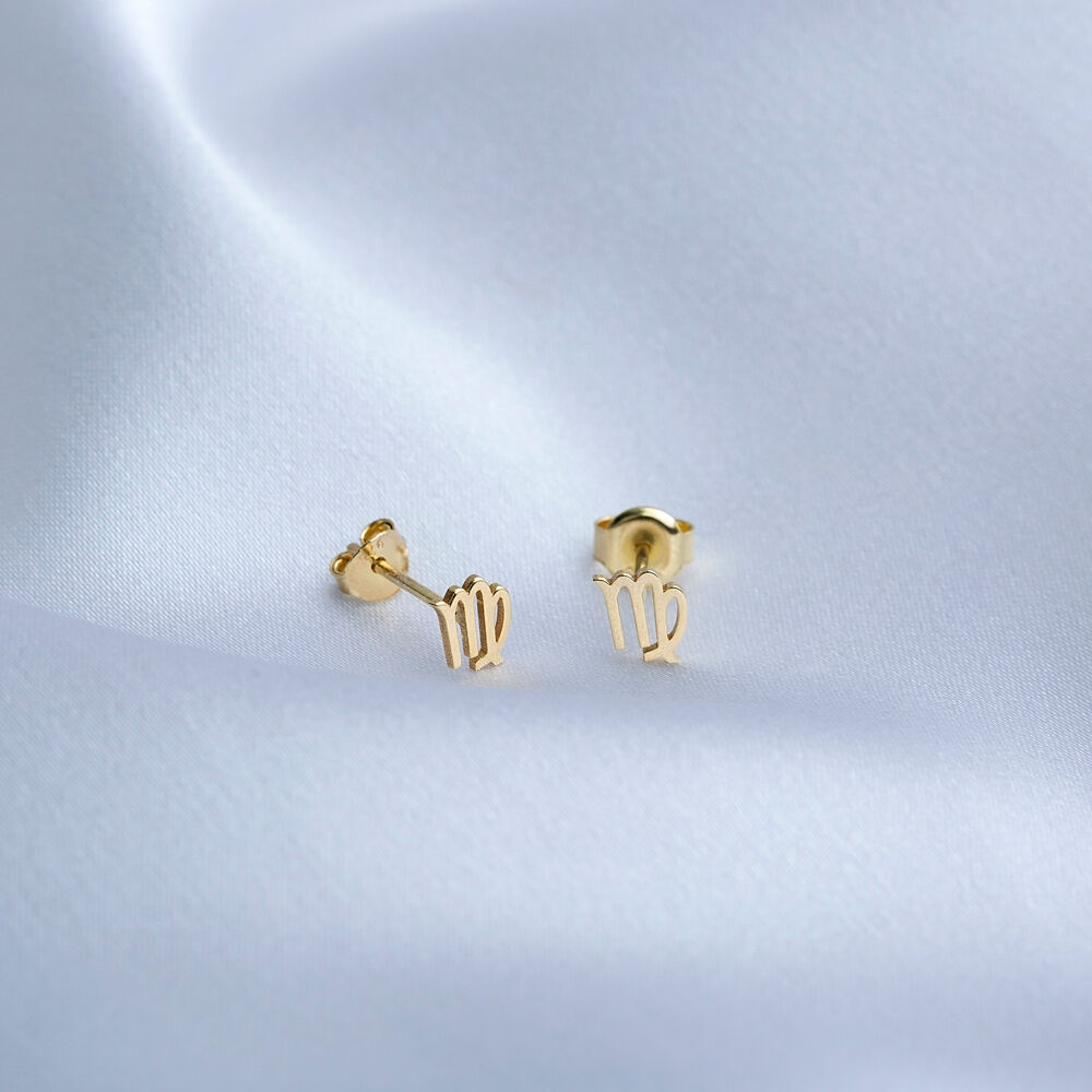 Virgo Zodiac Tiny Minimalist Design Wholesale 925 Silver Jewellery Turkish Handmade Stud Earrings