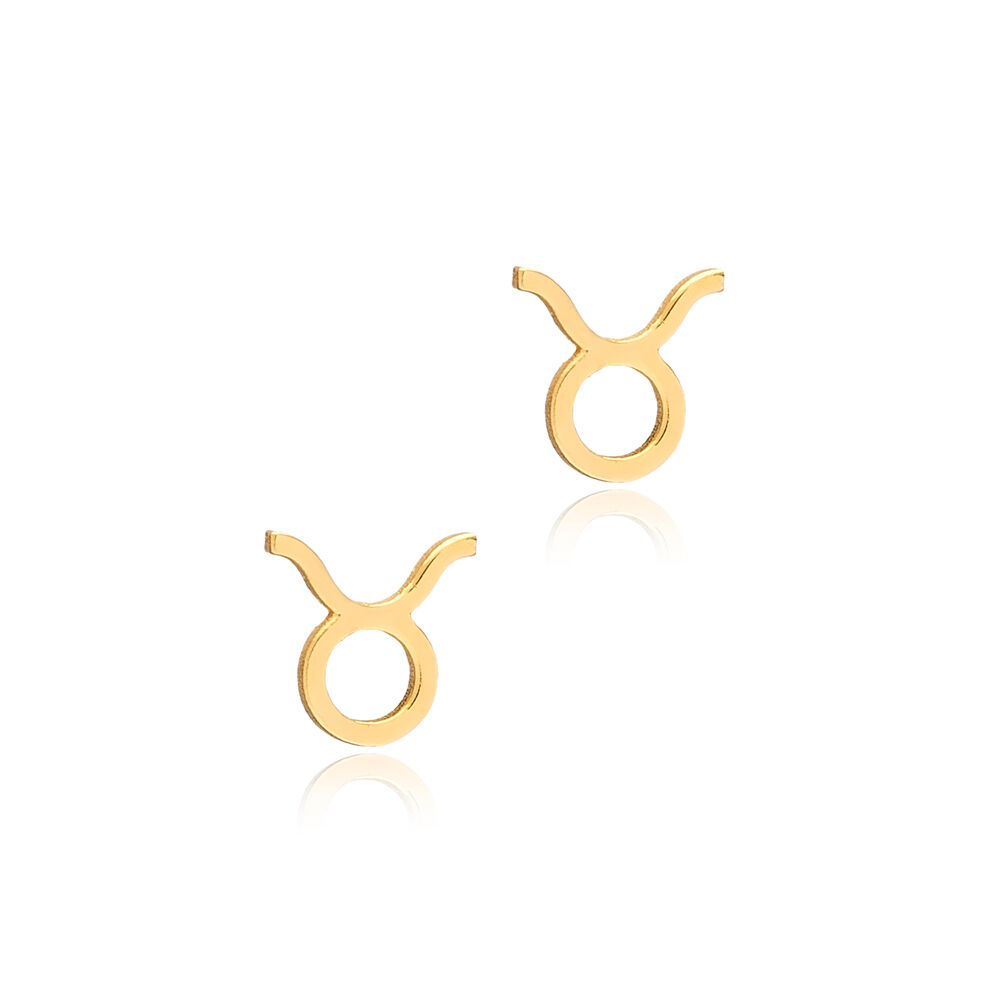Taurus Zodiac Stud Earrings Tiny Jewelry 925 Sterling Silver