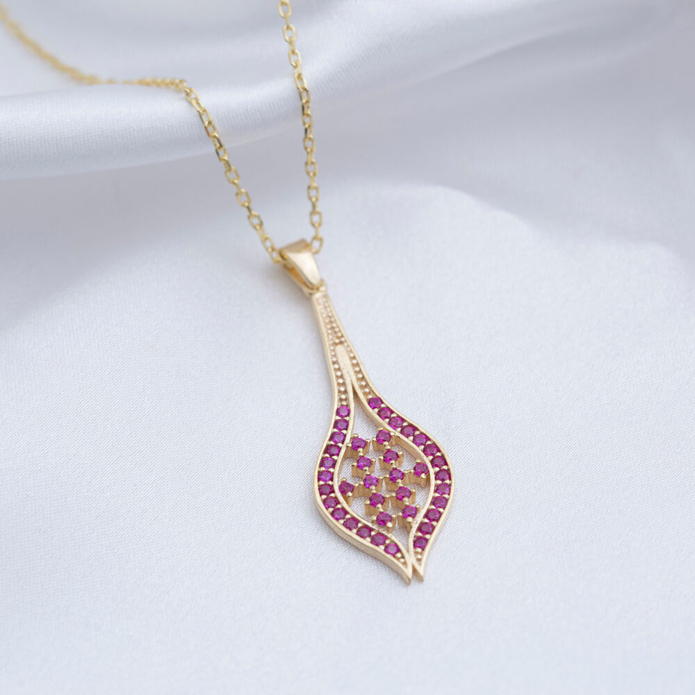 Ruby CZ Stone Handcrafted Elegant New Design Charm Necklace 925 Silver Jewelry Wholesale