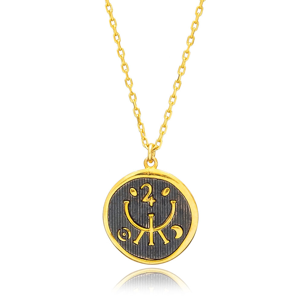 Vintage Design Symbolic Medallion Charm Necklace Turkish Handmade Wholesale 925 Sterling Silver Jewelry