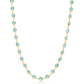 Aquamarine Stone Necklace Wholesale 925 Sterling Silver Jewelry
