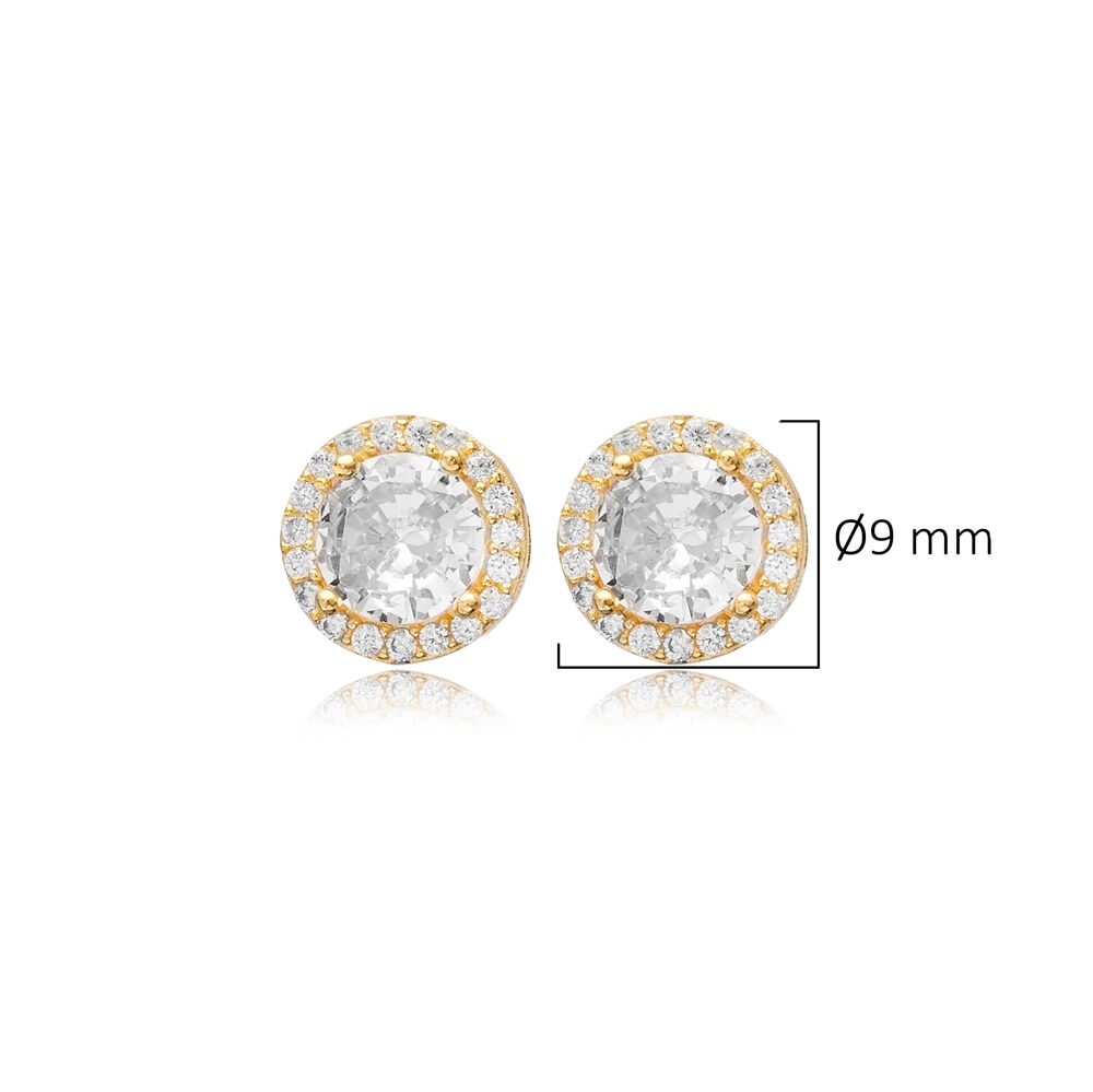 Round Style Trend 925 Sterling Silver Jewelry Stud Earrings