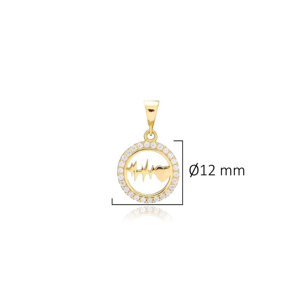 Ø12 mm Heartbeat Design Cute Charm Pendant Wholesale 925 Sterling Silver Jewelry