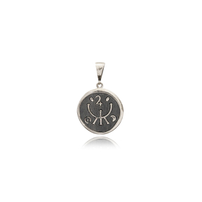 Yoga Symbol Medallion Charm Oxidized Handcrafted Jewelry