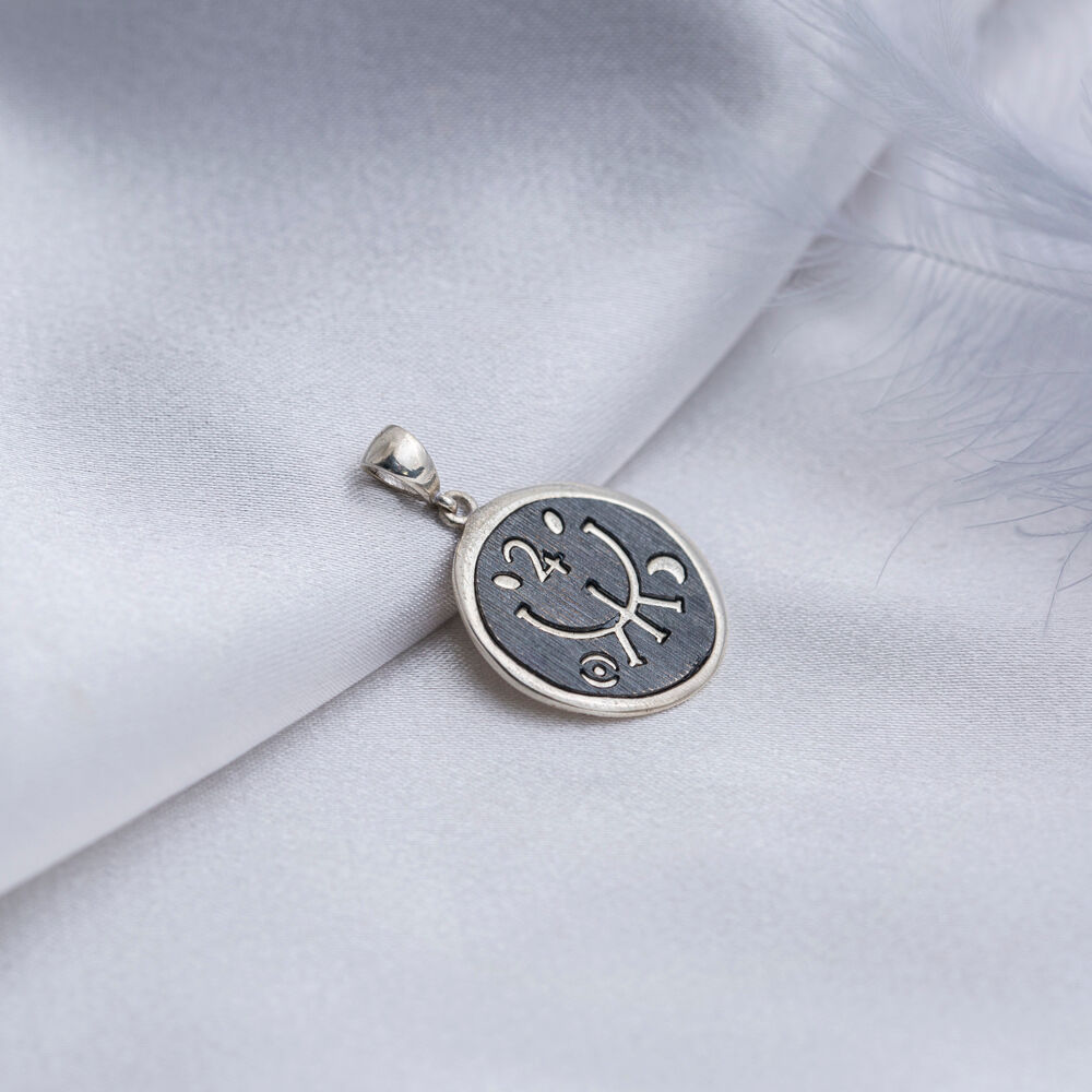 Yoga Symbol Medallion Charm Oxidized Handcrafted Jewelry