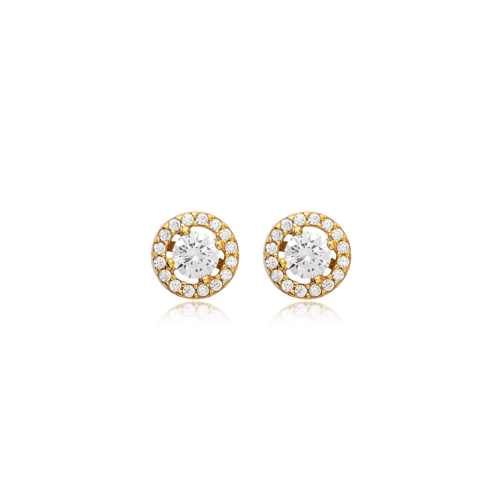 Clear CZ Tiny Round Handcrafted 925 Silver Stud Earrings