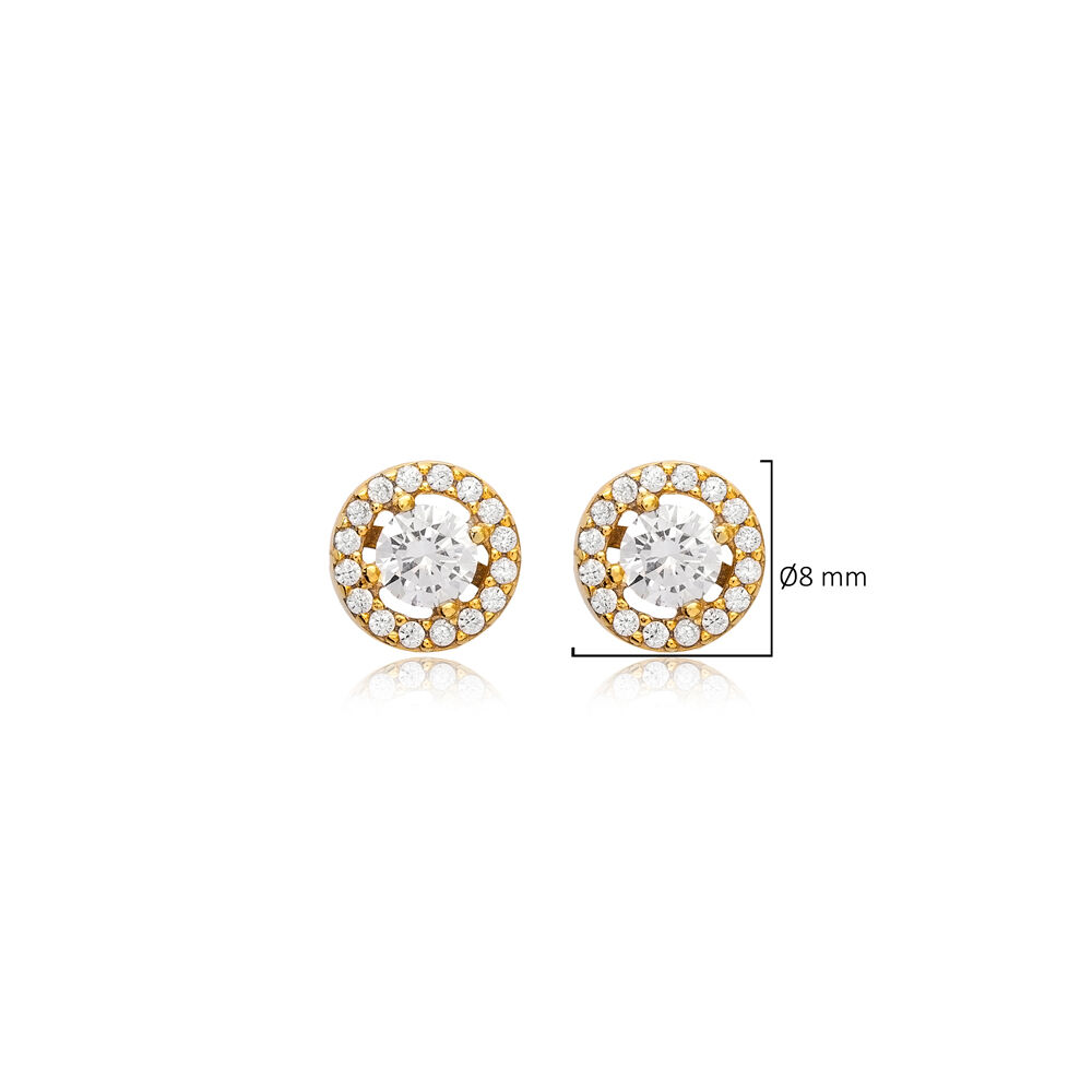 Clear CZ Tiny Round Handcrafted 925 Silver Stud Earrings