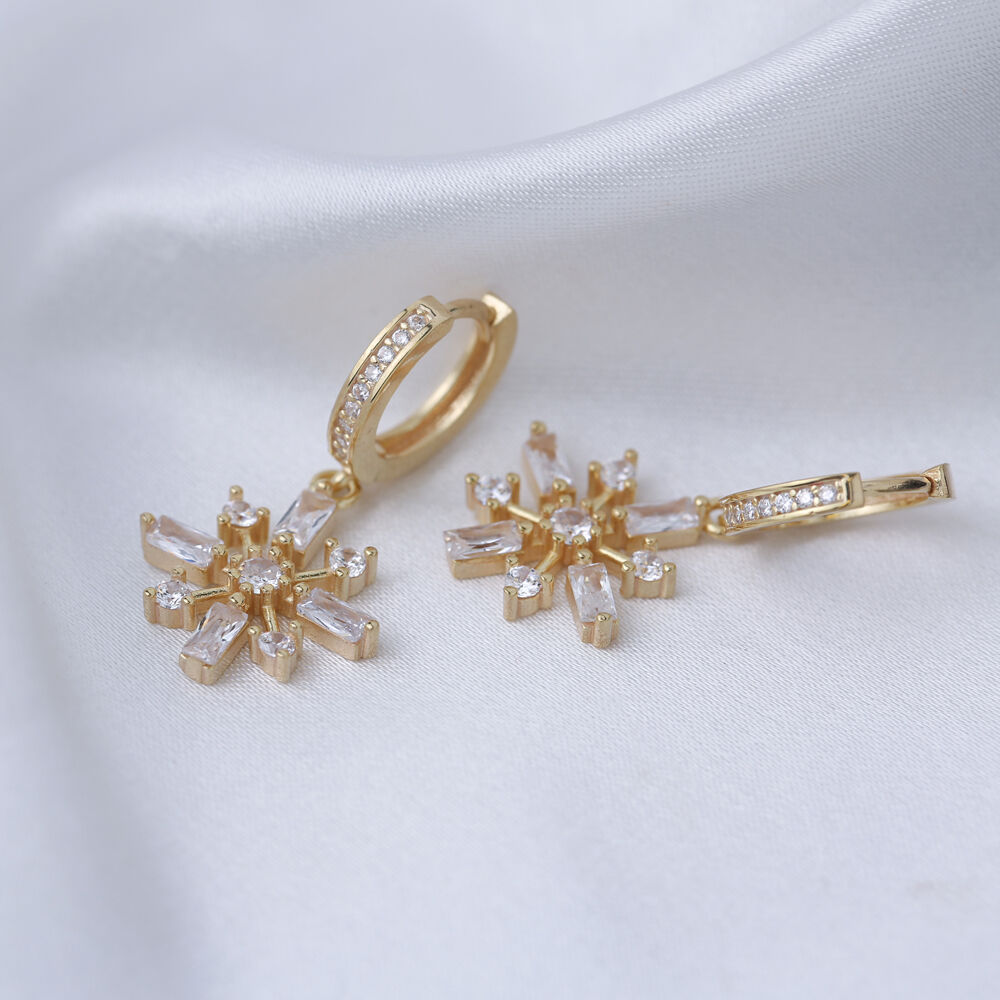 Dangle Earrings Flower Design Silver Wholesale Jewelry