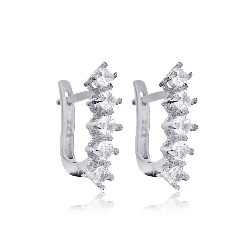 Trendy Hoop CZ Stone Hoop Earrings Women Trendy 925 Sterling Wholesale Silver Jewelry