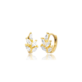 Minimalist Elegant Design Clear Zircon Stone Ø12 mm 925 Sterling Silver Hoop Earrings Turkish Handmade