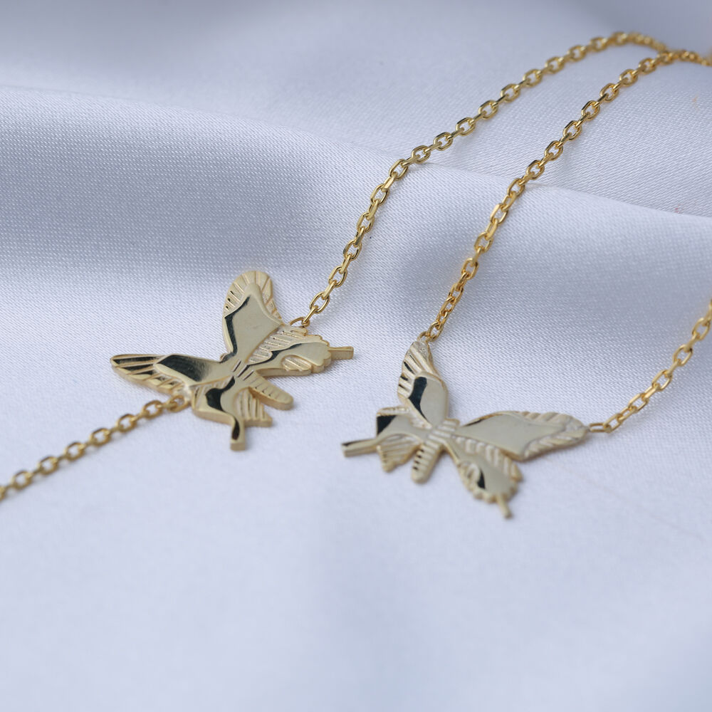 Plain Butterfly Charm Necklace Handmade Silver Jewelry