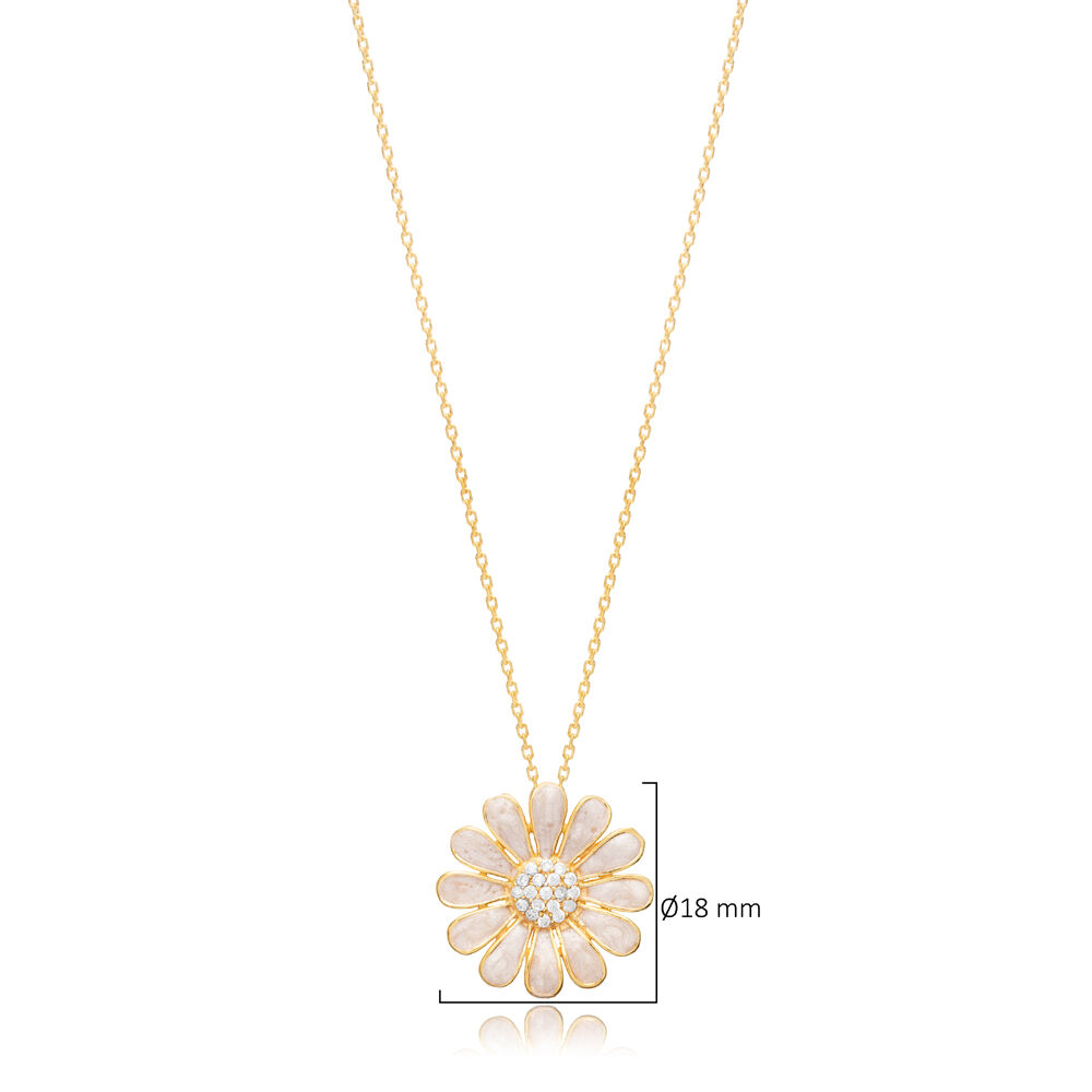 CZ Daisy Charm Necklace Wholesale 925 Sterling Silver