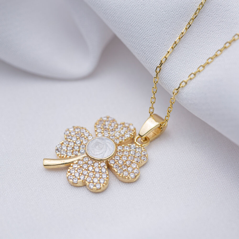 Clover CZ Jewelry Wholesale 925 Sterling Silver Necklace