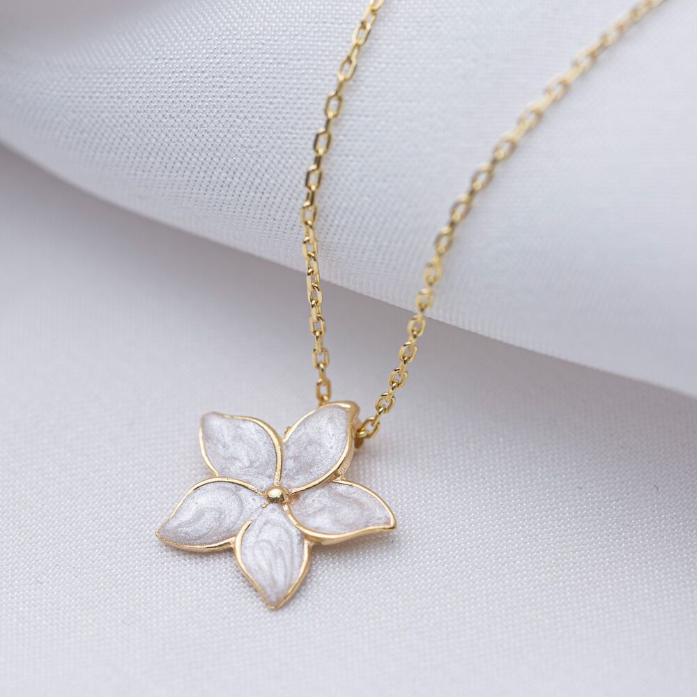 Star Flower Enamel 925 Silver Charm Necklace Wholesale