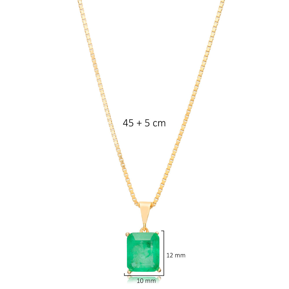 Paraiba Natural Stone Rectangle Design Charm Necklace Handmade Wholesale 925 Sterling Silver Jewelry