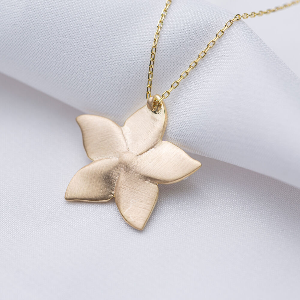 Ø27 mm Star Flower Charm Mother of Pearl Enamel Charm Necklace Turkish Handmade Wholesale 925 Sterling Silver