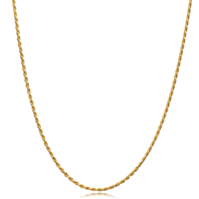 Twisted Gold Plated Chain Silver Necklace 45 cm