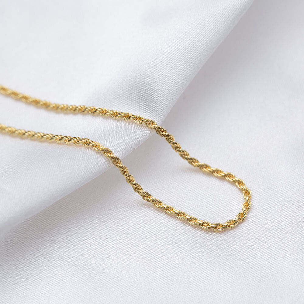 Twisted Gold Plated Chain Silver Necklace 45 cm