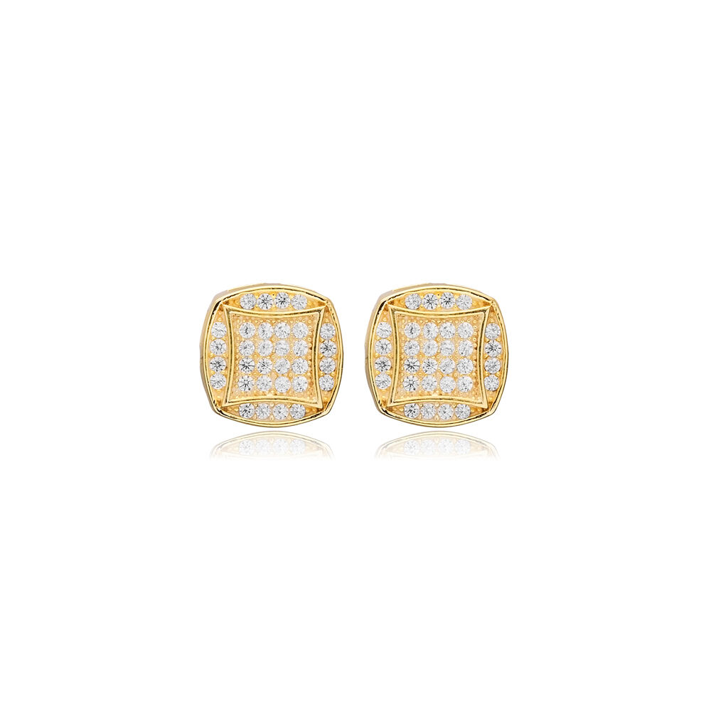 Square 9x9 mm CZ Wholesale 925 Sterling Silver Stud Earrings