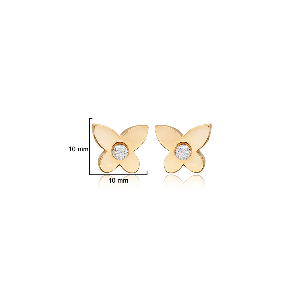 Minimalist Butterfly Shape Jewelry 925 Silver Stud Earrings