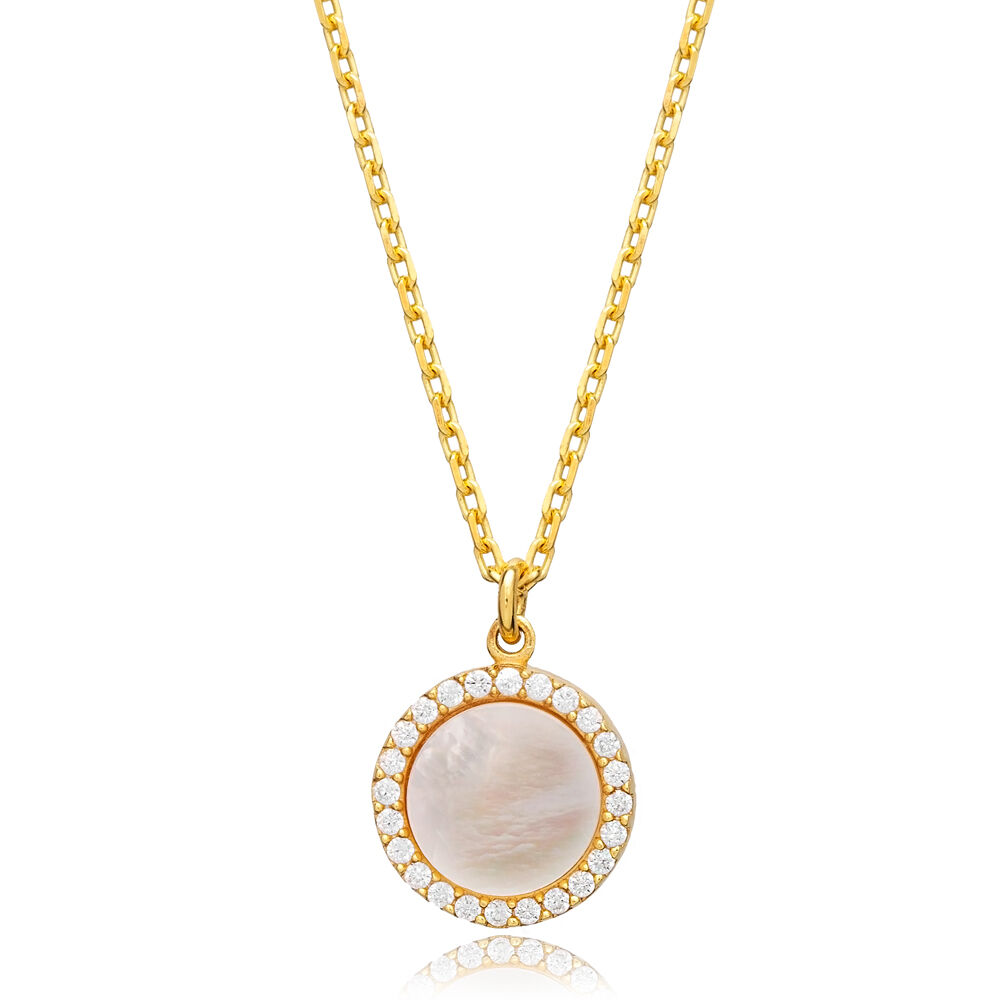 Mother of Pearl CZ Stone New Trend Charm Necklace Jewelry Turkish Wholesale 925 Sterling Silver