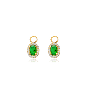 Emerald CZ Stone Oval Earring Charm