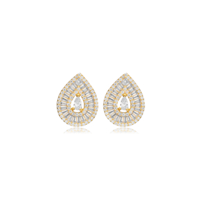 Pear Shape Stud Earrings 925 Silver Wholesale Jewellery