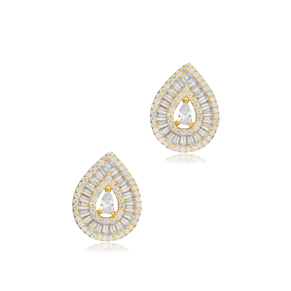 Pear Shape Stud Earrings 925 Silver Wholesale Jewellery