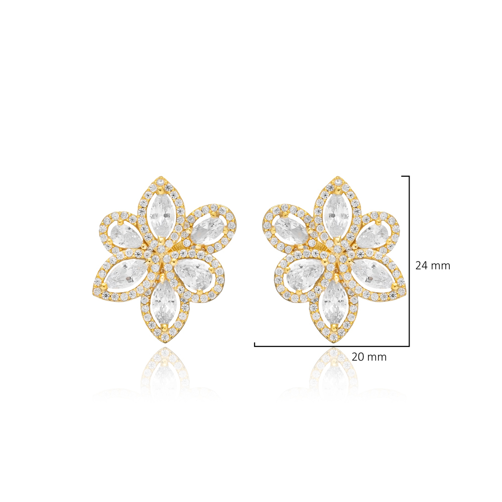 Unique Dainty Pear Cut Stud Earrings 925 Silver Jewelry