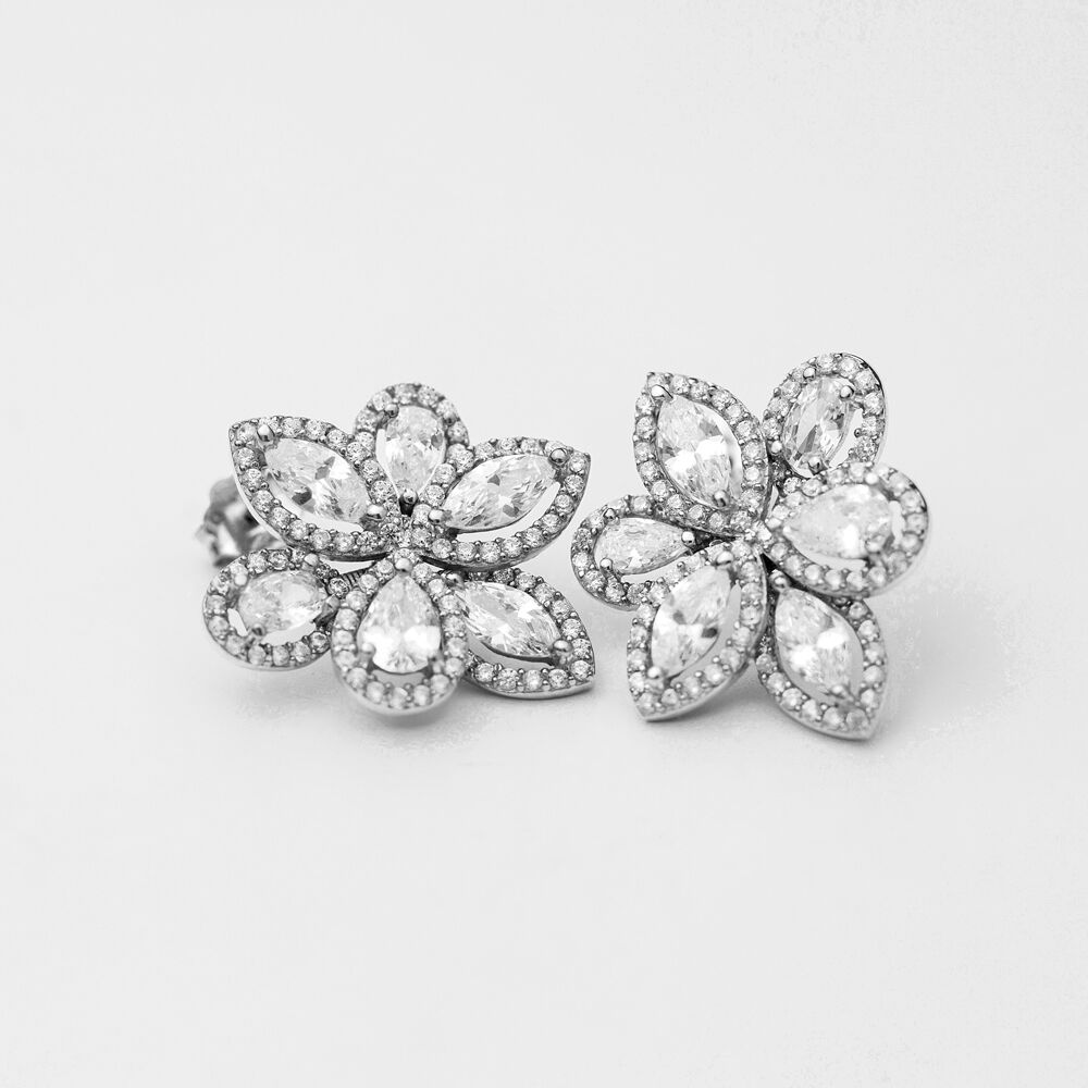 Unique Dainty Pear Cut Stud Earrings 925 Silver Jewellery