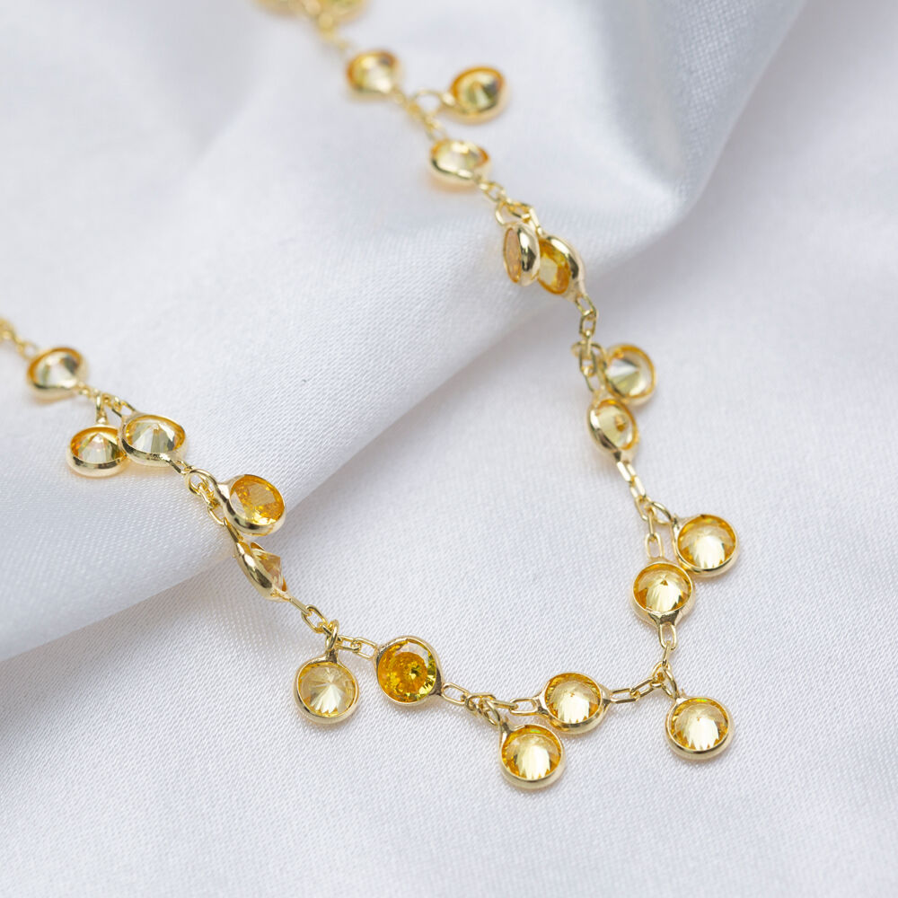 Citrine CZ Minimalist Handcrafted Silver Shaker Necklace