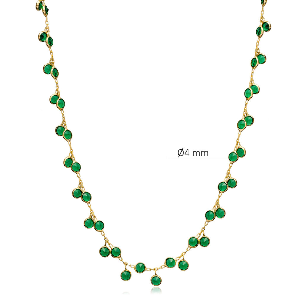 Emerald CZ Minimalist Handcrafted Silver Shaker Necklace