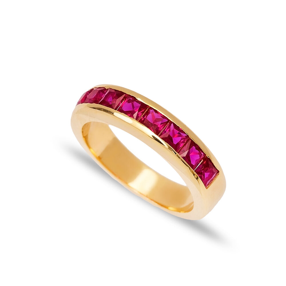 Band Ring Ruby CZ Wholesale 925 Sterling Silver Jewelry