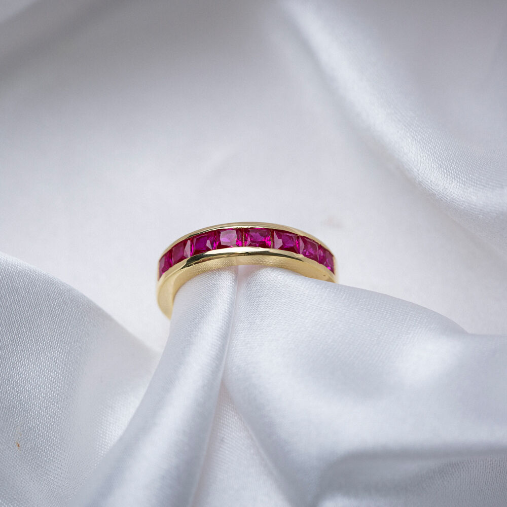 Band Ring Ruby CZ Wholesale 925 Sterling Silver Jewelry