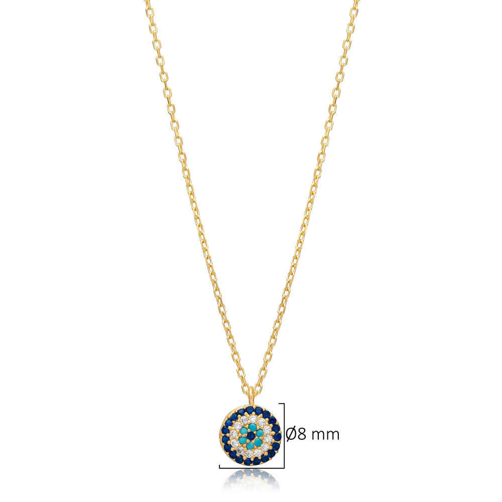 Evil Eye Design Charm Necklace Turkish 925 Silver Jewelry