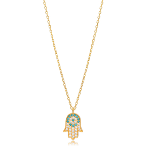 Hamsa Design Sterling Silver Jewelry Charm Necklace Pendant