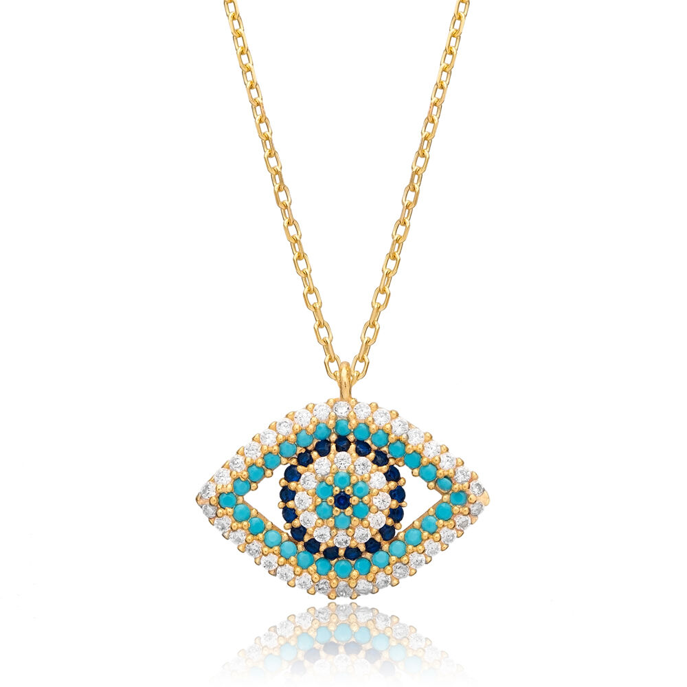 Evil Eye Shape Silver 925 Jewelry Charm Pendant Necklace