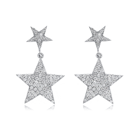 Star Design CZ Stone Turkish Wholesale 925 Silver Earring