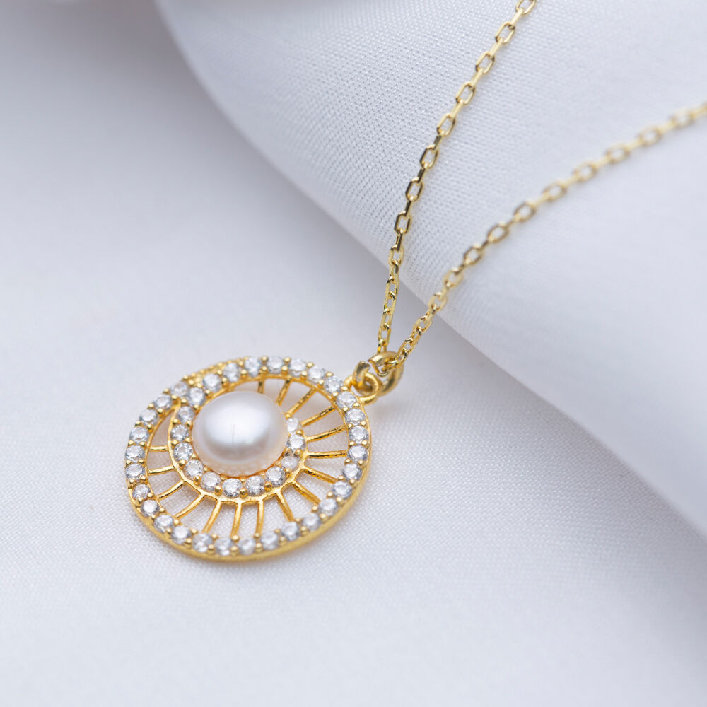 Dainty Pearl Sterling Silver Jewelry Cham Pendant Necklace
