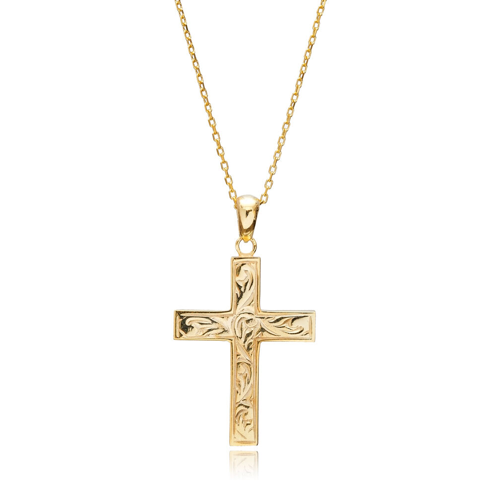 Latin Cross Design Charm Necklace Silver Religious Jewelry
