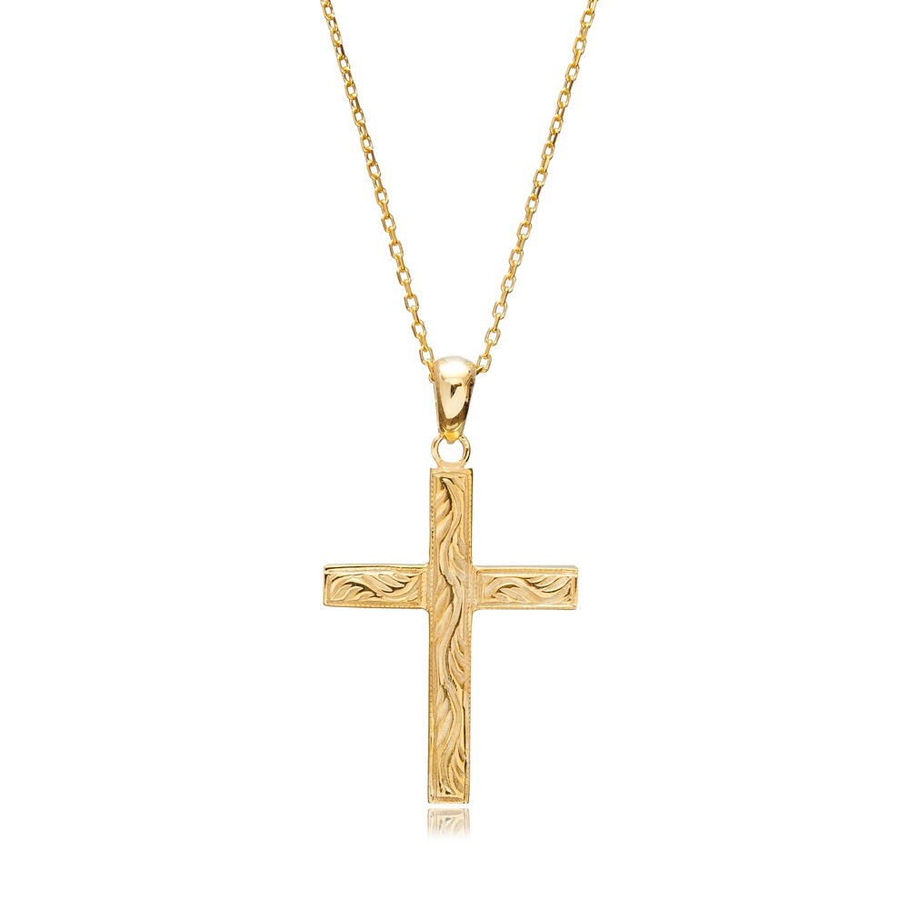 Latin Cross Charm Pendant Silver Necklace Religious Jewelry