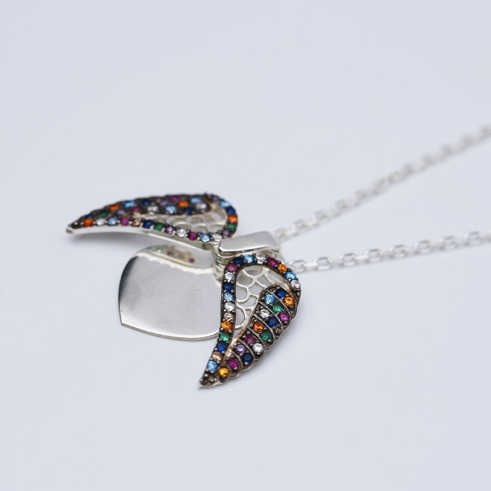 Opening Wings Pendant Mix CZ Silver Jewelry